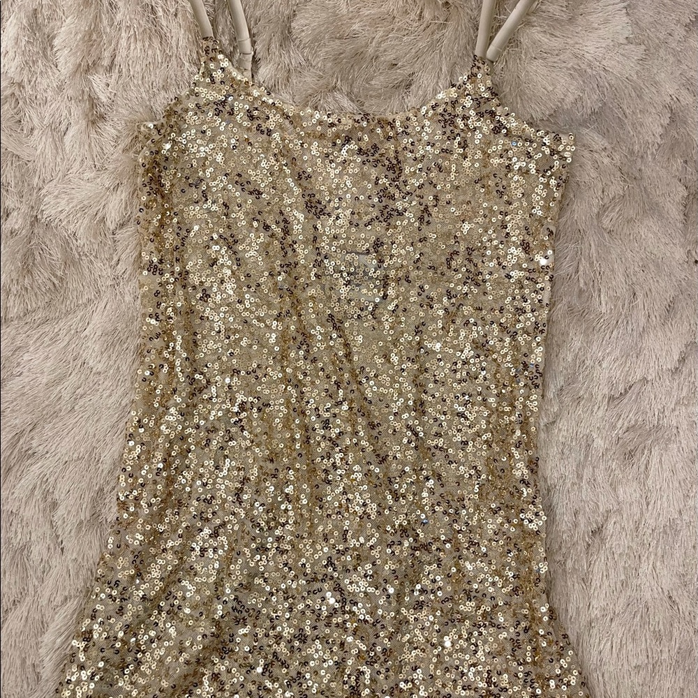 Free People Gorgeous Gold Sparkling Sequin Slip Dress- Like New ✨